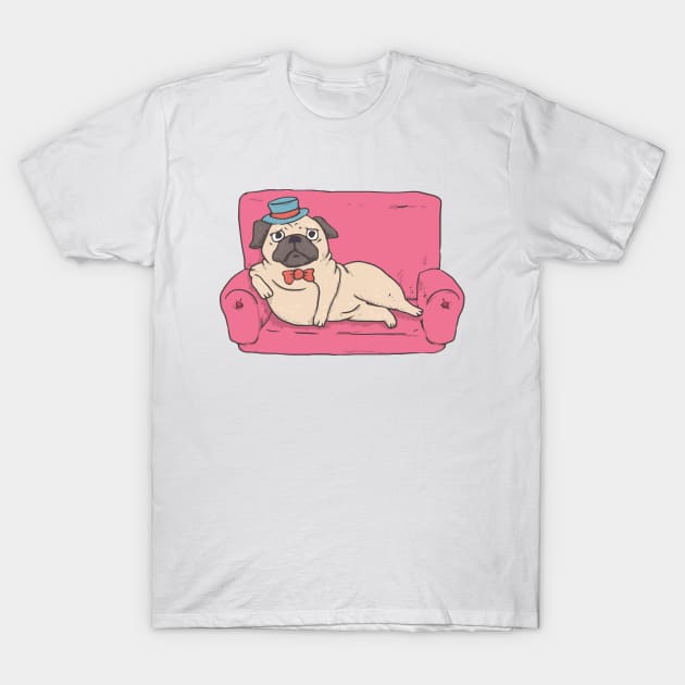 Pug Setting on the couch T-Shirt by KC Happy Shop